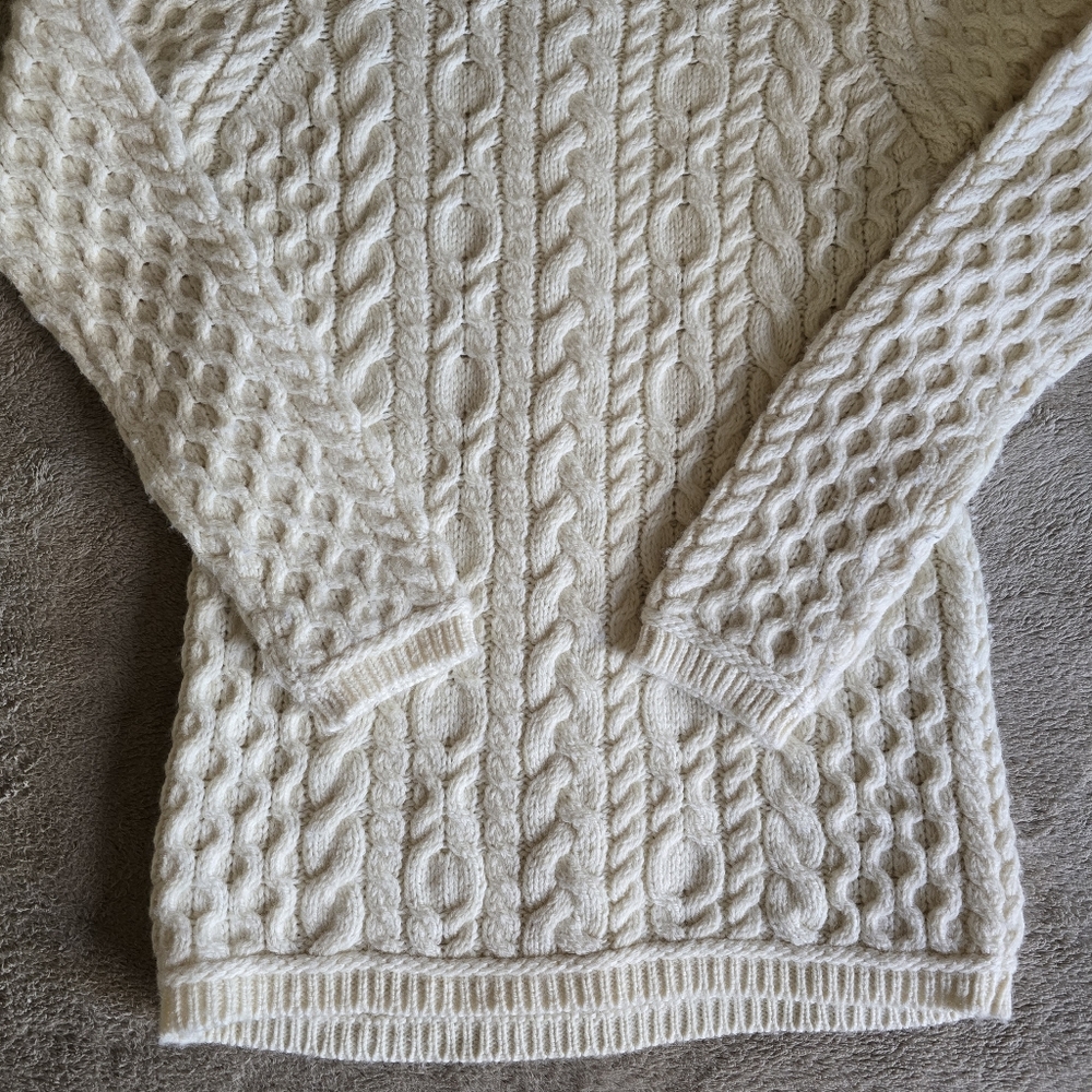 Aran Crafts Ireland Merino Wool Cable Knit Turtleneck Sweater Size Small - Picture 13 of 14